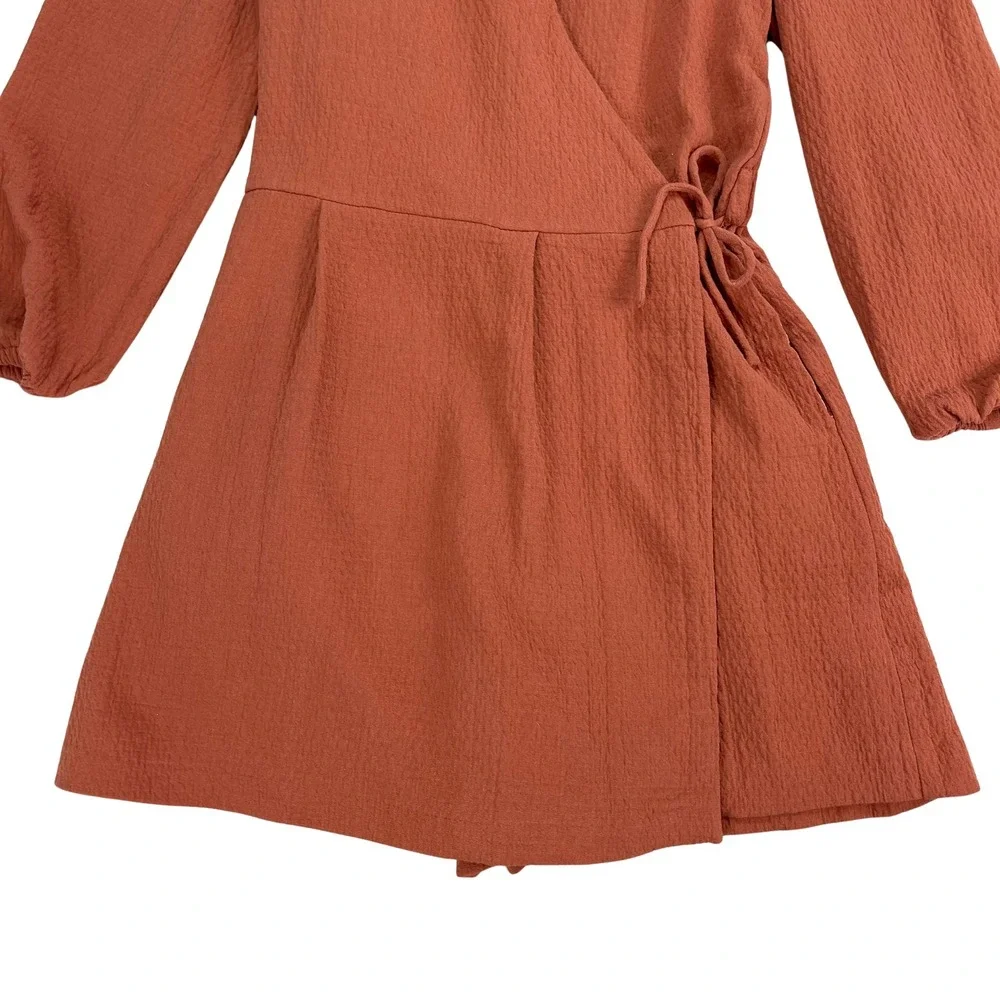 Luli &‎ Me Gabby Girls Grace Wrap Romper Rust 100% Cotton Sz M Cottage Boho